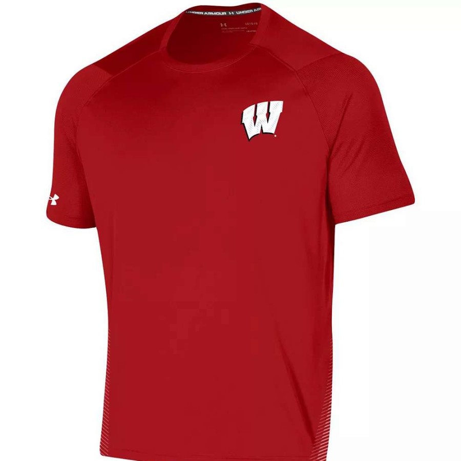 Tops * | Men'S Under Armour Red Wisconsin Badgers 2021 Sideline Training Performance T-Shirt