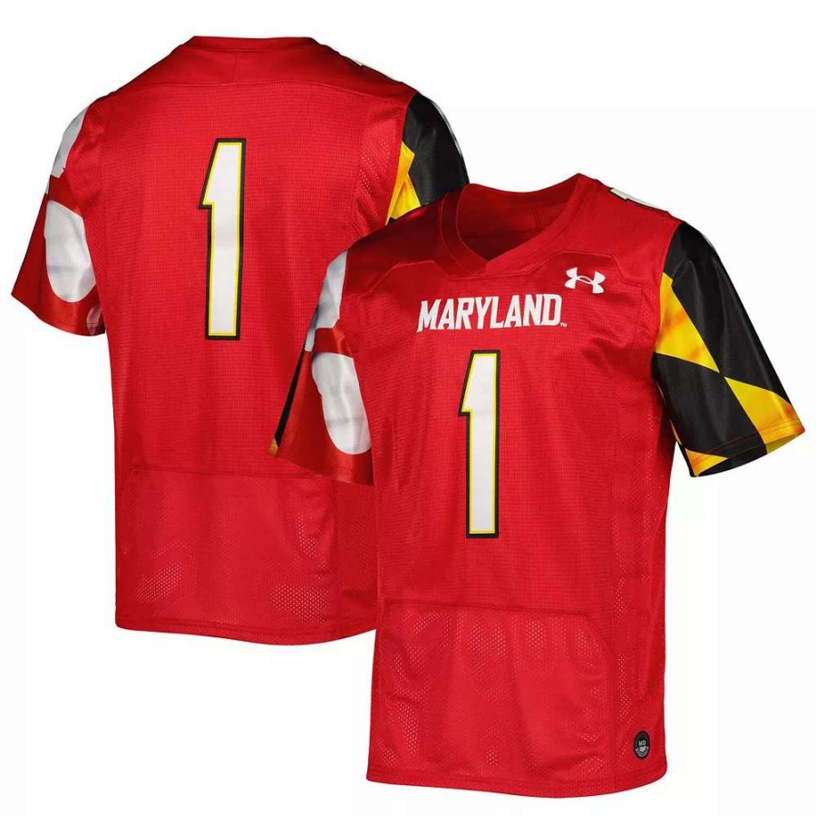 Tops * | Men'S Under Armour #1 Red Maryland Terrapins Premier Limited Jersey