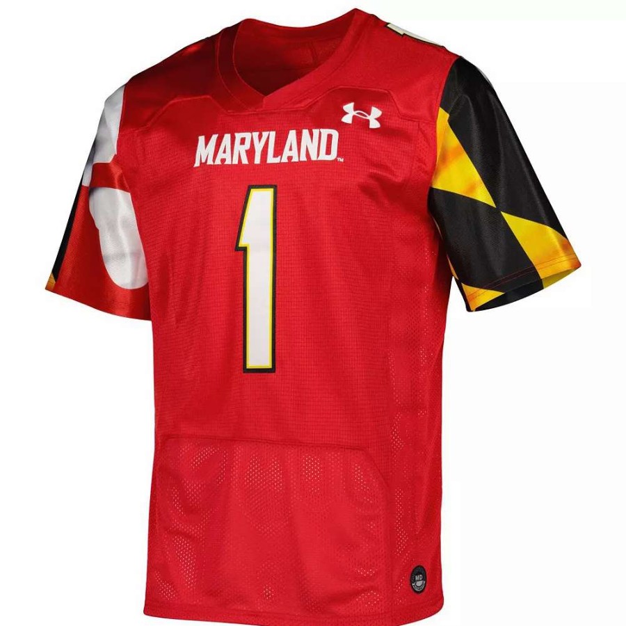 Tops * | Men'S Under Armour #1 Red Maryland Terrapins Premier Limited Jersey