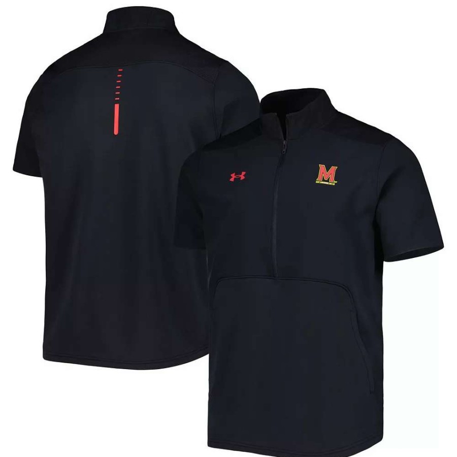 Outerwear * | Men'S Under Armour Black Maryland Terrapins Motivate 2.0 Half-Zip Jacket