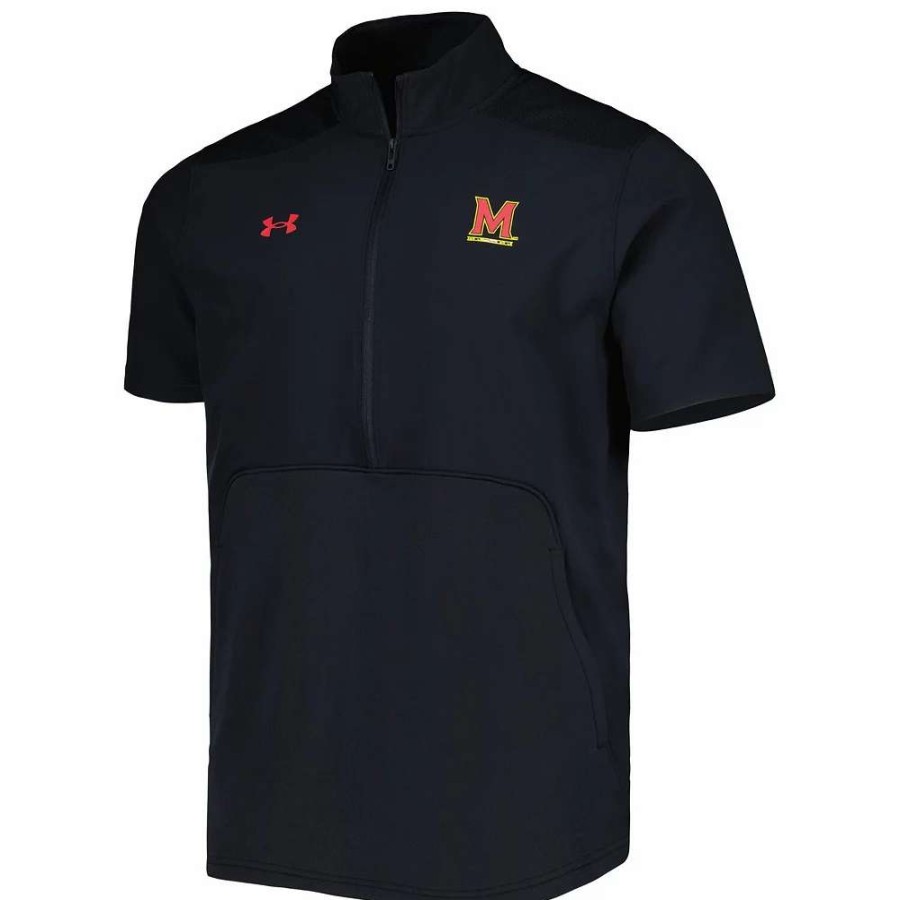 Outerwear * | Men'S Under Armour Black Maryland Terrapins Motivate 2.0 Half-Zip Jacket