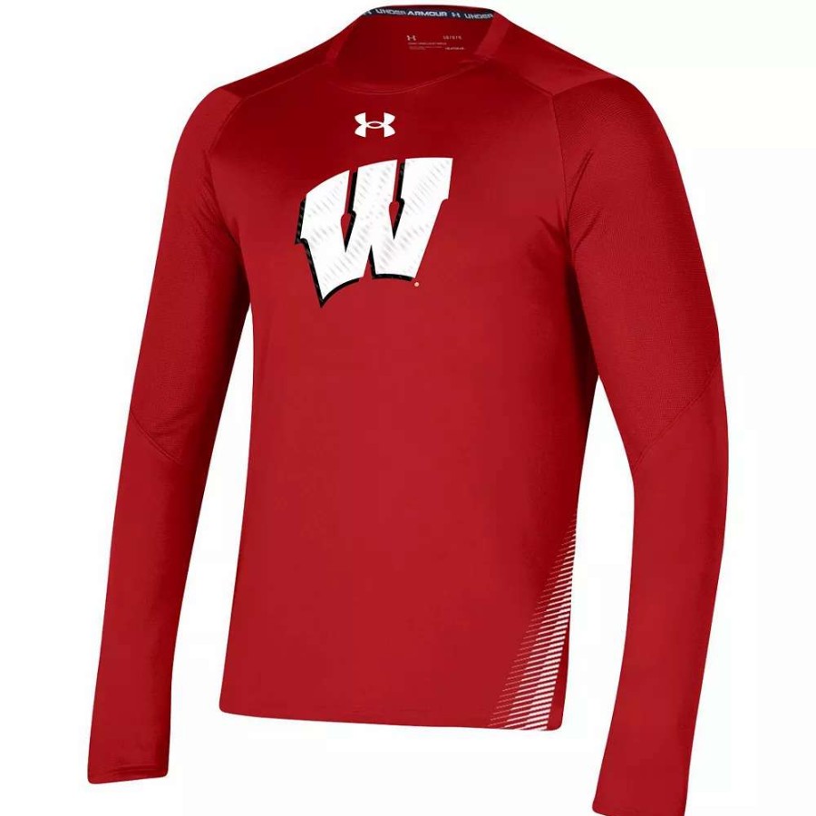 Tops * | Men'S Under Armour Red Wisconsin Badgers 2021 Sideline Training Performance Long Sleeve T-Shirt