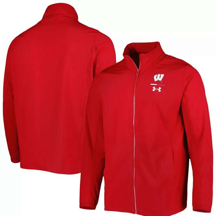 Outerwear * | Men'S Under Armour Red Wisconsin Badgers Squad 3.0 Full-Zip Jacket