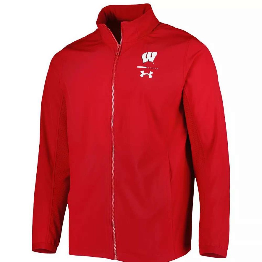 Outerwear * | Men'S Under Armour Red Wisconsin Badgers Squad 3.0 Full-Zip Jacket