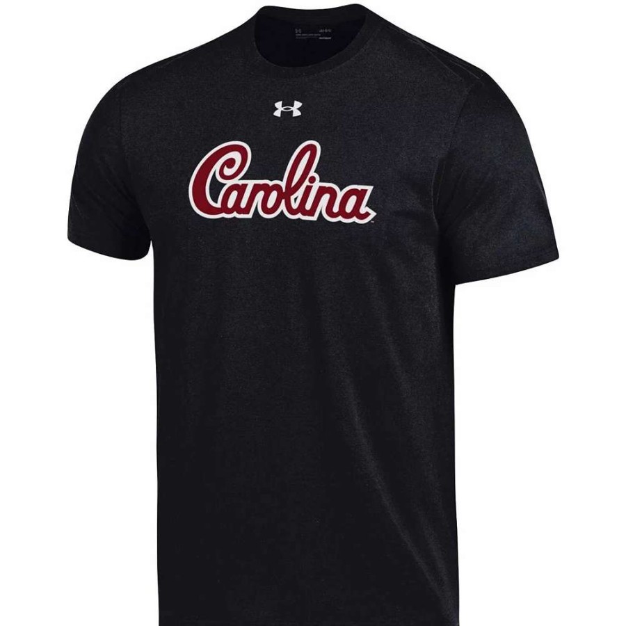 Tops * | Men'S Under Armour Black South Carolina Gamecocks School Logo Wordmark Performance Cotton T-Shirt