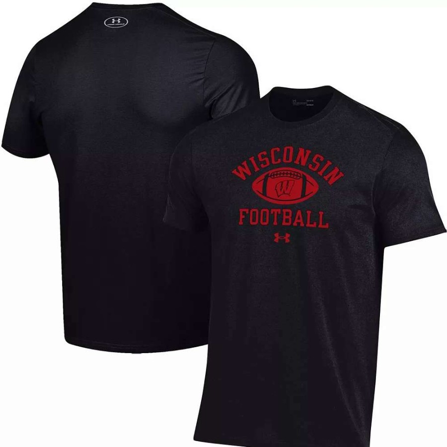 Tops * | Men'S Under Armour Black Wisconsin Badgers Football Practice T-Shirt