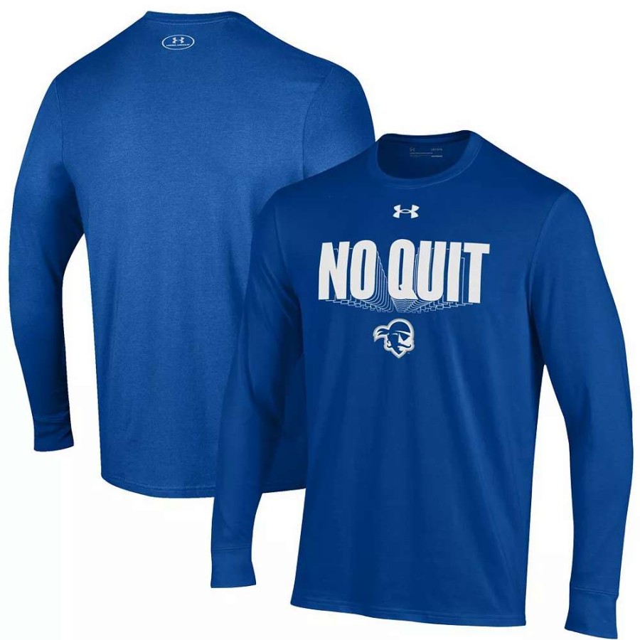 Tops * | Men'S Under Armour Blue Seton Hall Pirates Shooter Performance Long Sleeve T-Shirt