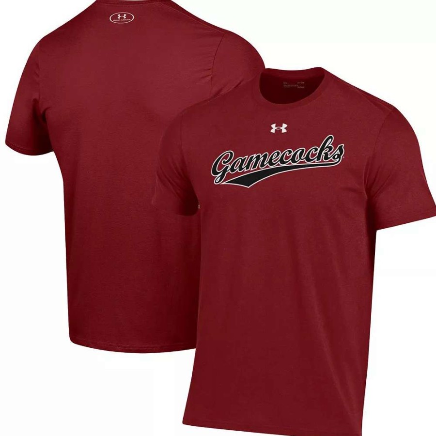 Tops * | Men'S Under Armour Garnet South Carolina Gamecocks Baseball Script Performance T-Shirt