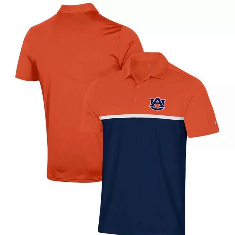 Tops * | Men'S Under Armour Navy/Orange Auburn Tigers Game Day Performance Polo